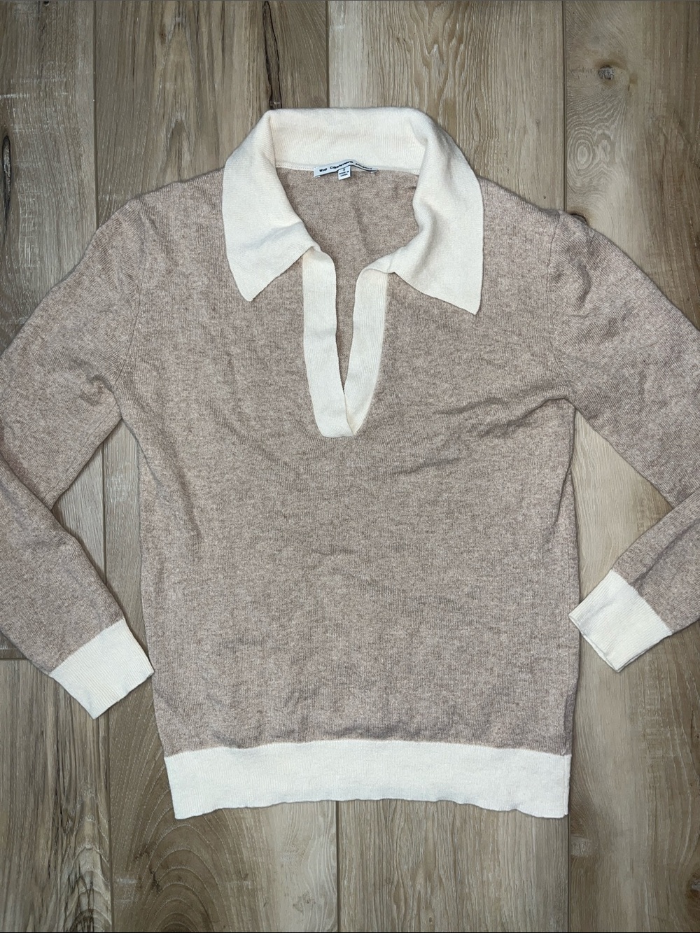THE CASHMERE PROJECT 100% Cashmere Collared Sweater Taupe Size Small